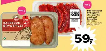 Kvickly BBQ marineret kyllingbryst eller paprika marineret koteletter tilbud