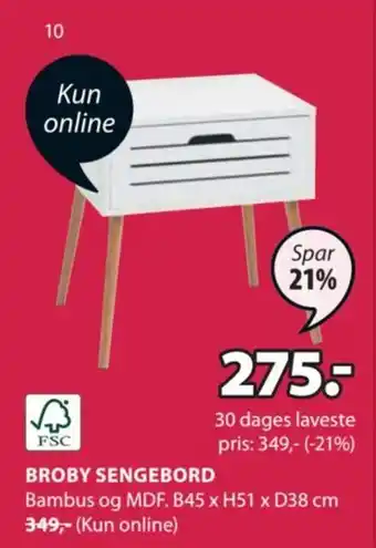JYSK BROBY SENGEBORD tilbud