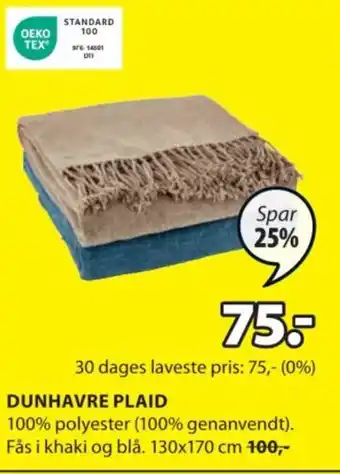 JYSK DUNHAVRE PLAID tilbud
