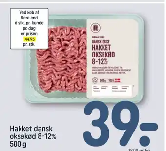 Rema 1000 Hakket oksekød 8-12% tilbud