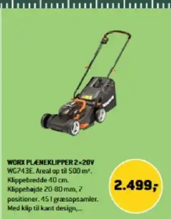 XL-BYG WORX PLENEKLIPPER 2×20V tilbud