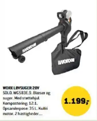 XL-BYG WORX LØVSUGER 20V tilbud