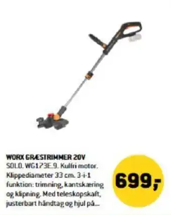 XL-BYG WORX GRÆSTRIMMER 20V tilbud