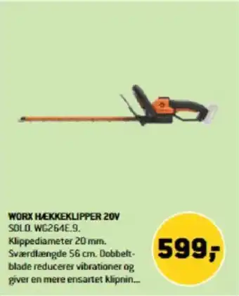 XL-BYG WORX HÆKKEKLIPPER 20V tilbud