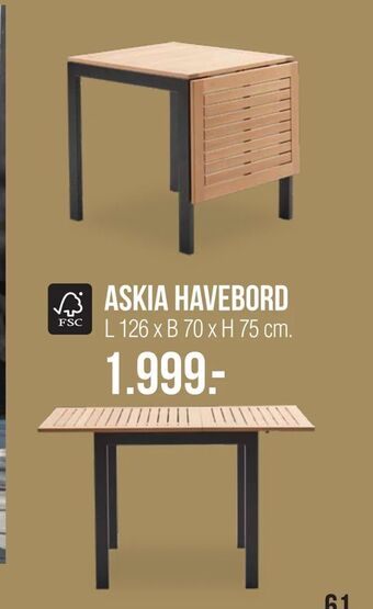 Ilva Askia havebord tilbud
