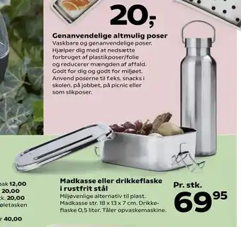 Madkasse eller drikkeflaske i rustfrit stål