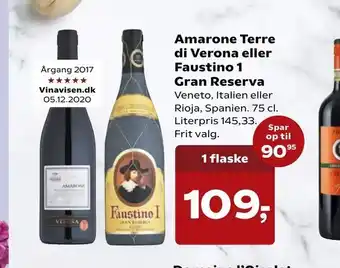 Kvickly Amarone Terre di Verona eller Faustino 1 Gran Reserva tilbud