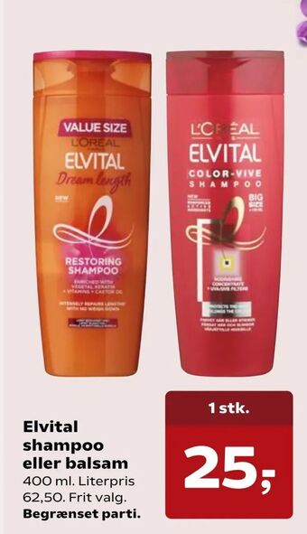Kvickly Elvital shampoo eller balsam tilbud
