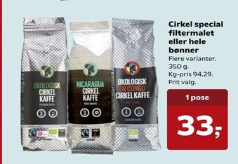 Kvickly Cirkel special filtermalet eller hele bønner tilbud