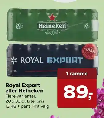 Kvickly Royal Export eller Heineken tilbud