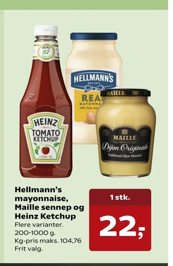 Hellmann's mayonnaise, Maille sennep og Heinz Ketchup tilbud hos Kvickly