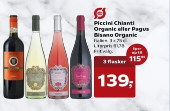 Kvickly Piccini Chianti Organic eller Pagus Bisano Organic tilbud