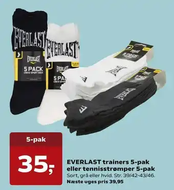 Kvickly EVERLAST trainers 5-pak eller tennisstrømper 5-pak tilbud