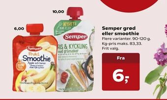 Kvickly Semper grød eller smoothie tilbud