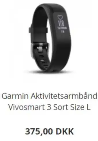 Garmin Aktivitetsarmbånd Vivosmart 3 Sort Size L
