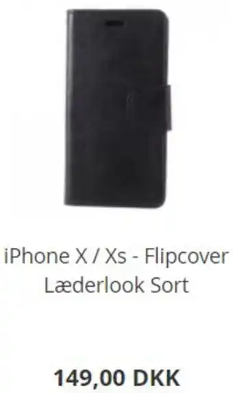 iPhone X/Xs-Flipcover Læderlook Sort