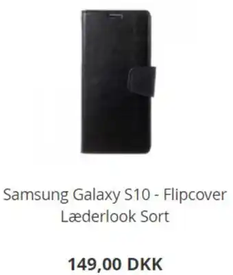 Blue City Samsung Glaxy S10- Flipcover Læderlook Sort tilbud