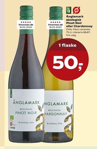 Kvickly Änglamark økologisk Pinot Noir eller Chardonnay tilbud