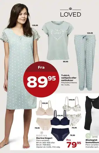 Kvickly T-shirt, natkjole eller natbukser tilbud