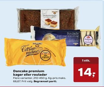 Kvickly Dancake premium kager eller roulader tilbud