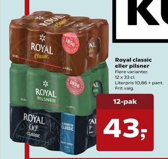 Kvickly Royal classic eller pilsner tilbud