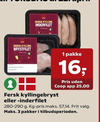 Kvickly Fersk kyllingebryst eller -inderfilet tilbud