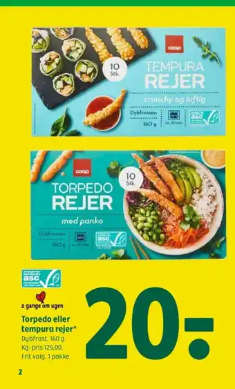 Coop 365 Torpedo eller tempura rejer tilbud