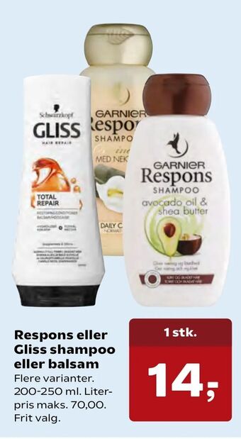 Respons eller Gliss shampoo eller balsam