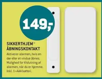 XL-BYG SIKKERTHJEM ÅBNINGSKONTAKT tilbud