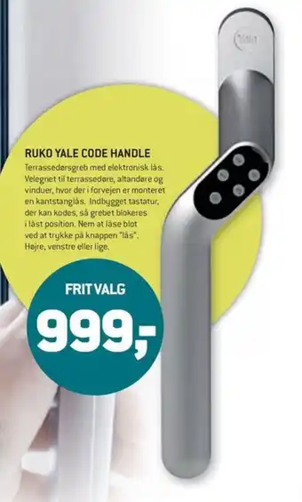 XL-BYG RUKO YALE CODE HANDLE tilbud