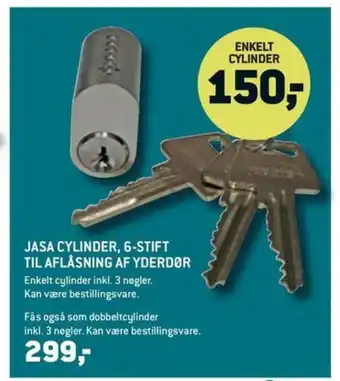 XL-BYG JASA CYLINDER, 6-STIFT TIL AFLÅSNING AF YDERDØR tilbud