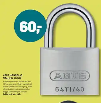 XL-BYG ABUS HÆNGELÅS TITALIUM 40 MM tilbud