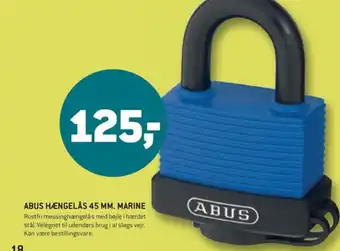 XL-BYG ABUS HÆNGELÅS 45 MM. MARINE tilbud