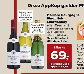 Kvickly Moillard Bourgogne, Pinot Noir, Chardonnay eller Cremant tilbud