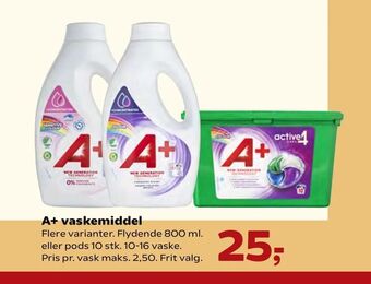 Kvickly A+ vaskemiddel tilbud