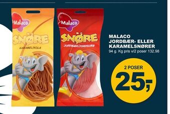 Let-Køb Malaco jordbær- eller karamelsnører tilbud