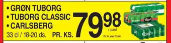 ABC Lavpris GRØN TUBORG • TUBORG CLASSIC • CARLSBERG tilbud