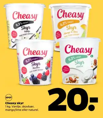Netto Cheasy skyr 1 kg. Vanilje, skovbær, tilbud