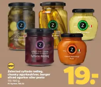 Netto Zelected syltede rødløg, chunky agurkeskiver, burger sliced agurker eller pesto 115-190 g. tilbud
