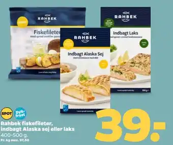 Netto Rahbek fiskefileter, indbagt Alaska sej eller laks 400-500 g. tilbud
