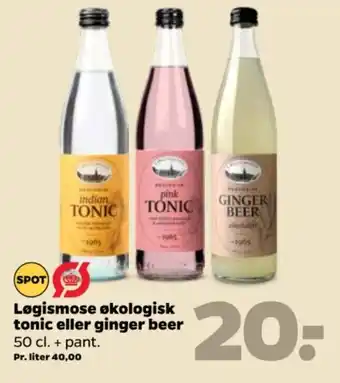 Netto Løgismose økologisk tonic eller ginger beer 50 cl. + pant. tilbud
