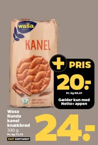 Netto Wasa Runda kanel knækbrød tilbud
