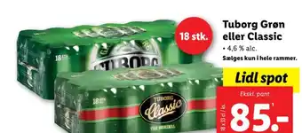 Lidl Tuborg Grøn eller Classic tilbud