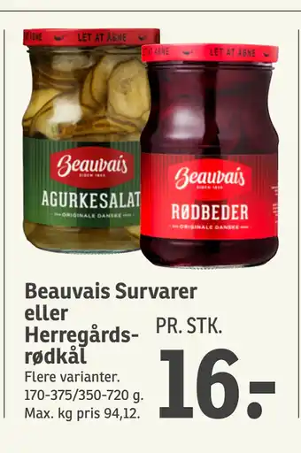 SPAR Beauvais Survarer eller Herregårdsrødkål tilbud