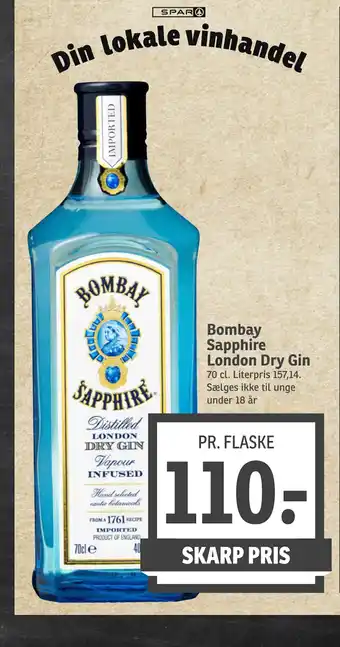 SPAR Bombay Sapphire London Dry Gin tilbud