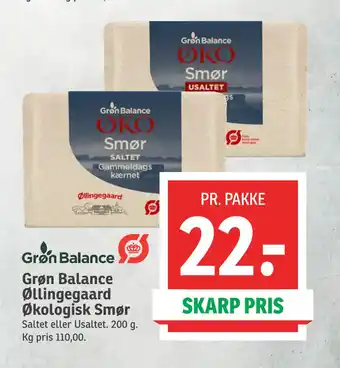 SPAR Grøn Balance Øllingegaard Økologisk Smør tilbud