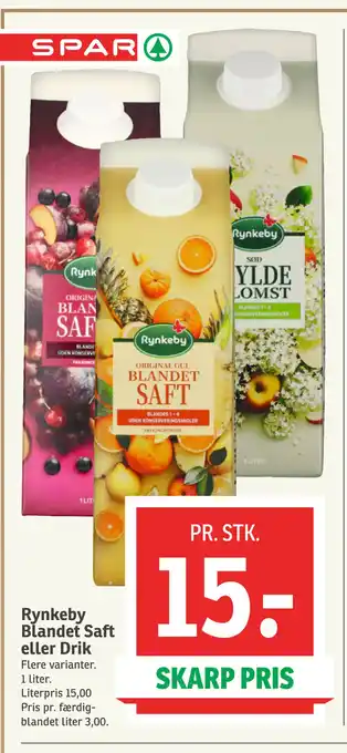 SPAR Rynkeby Blandet Saft eller Drik tilbud