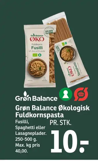 Grøn Balance Økologisk Fuldkorn spasta