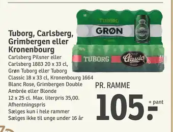 SPAR Tuborg, Carlsberg, Grimbergen eller Kronenbourg tilbud