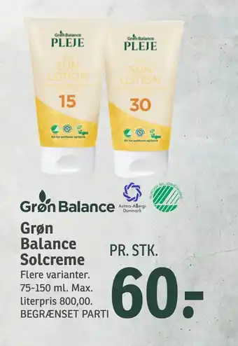 SPAR Grøn Balance Solcreme tilbud